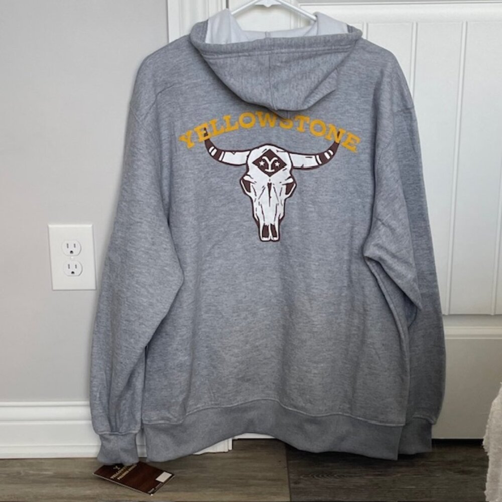Yellowstone Dutton Ranch Logo Gray Hoodie Kangaroo Pocket - Size L - NWT